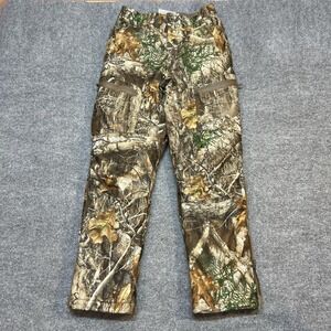 Rustic Ridge Pants Mens L 28x30 Brown Realtree Camo Insulated Snow Cargo Hunting